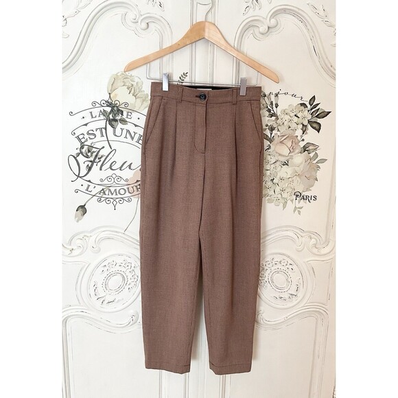 Aritzia Little Moon Women’s Rust Plaid Pants High Rise Pockets, Size 2 - Picture 2 of 10